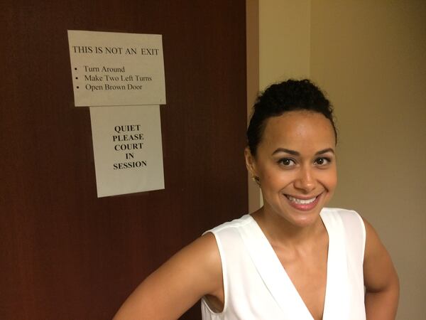 Former GSU law student Kara Flowers was back at the Fulton County Courthouse for her role in "Vengeance." Photo: Jennifer Brett