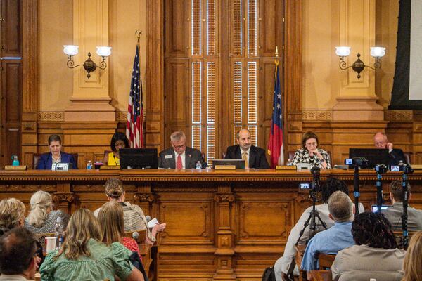 State Election Board members attend a State Election Board meeting in Atlanta on Tuesday, July 9, 2024.  (Ziyu Julian Zhu / AJC)