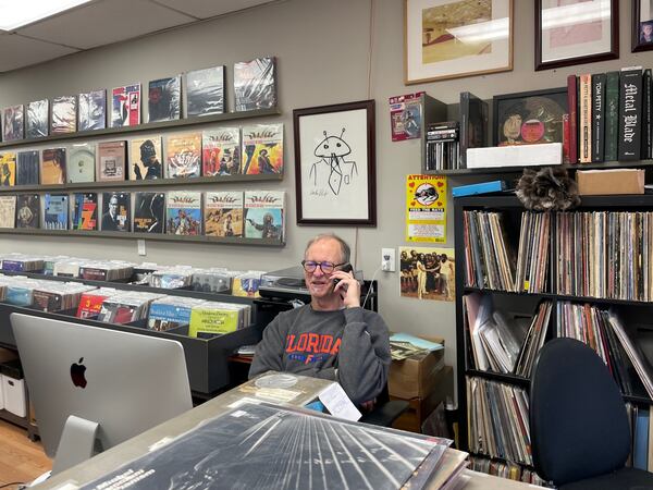 Don Radcliffe, proprietor of Ella Guru Record Shop in Dekalb County, has been in the record business for more than 40 years. He makes a living off used records that have been "set free." Photo by Bill Torpy