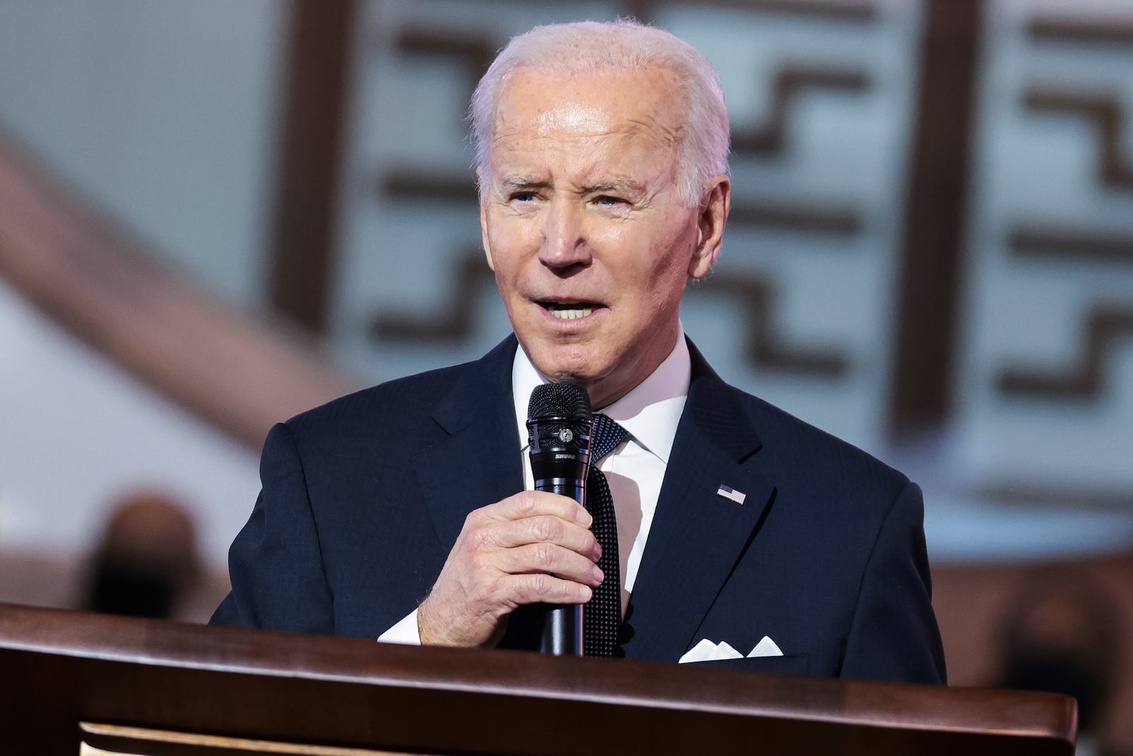 President Joe Biden speaks in January at Ebenezer Baptist Church in Atlanta, the home church of the Rev. Martin Luther King Jr. and the congregation that U.S. Sen. Raphael Warnock serves as senior pastor. The appearance at the church is one of the signs that the presidetn is making Georgia a priority in his bid for reelection. (Oliver Contreras/The New York Times)