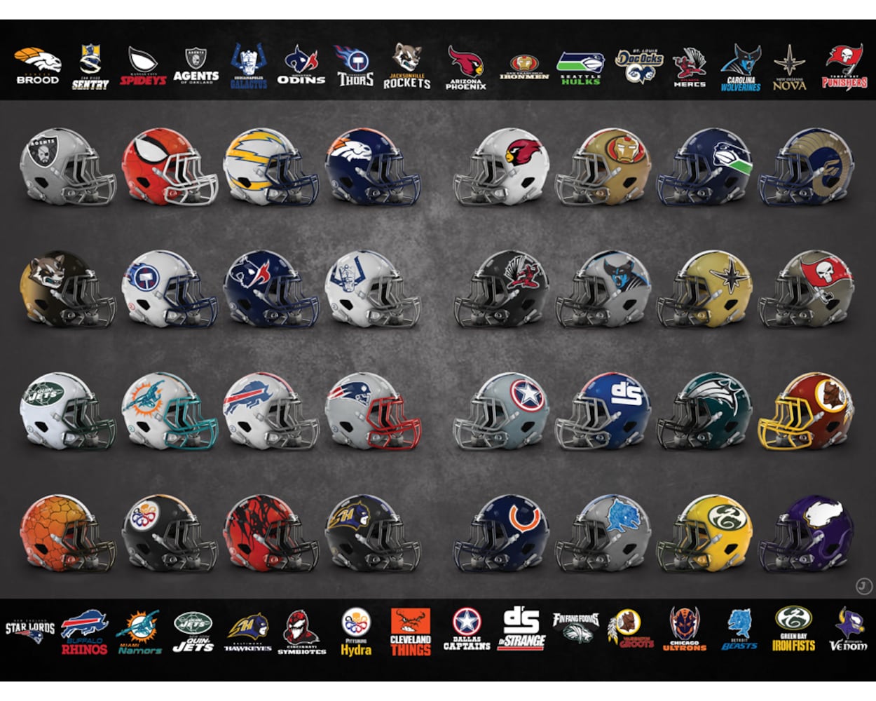 Marvel NFL Helmets