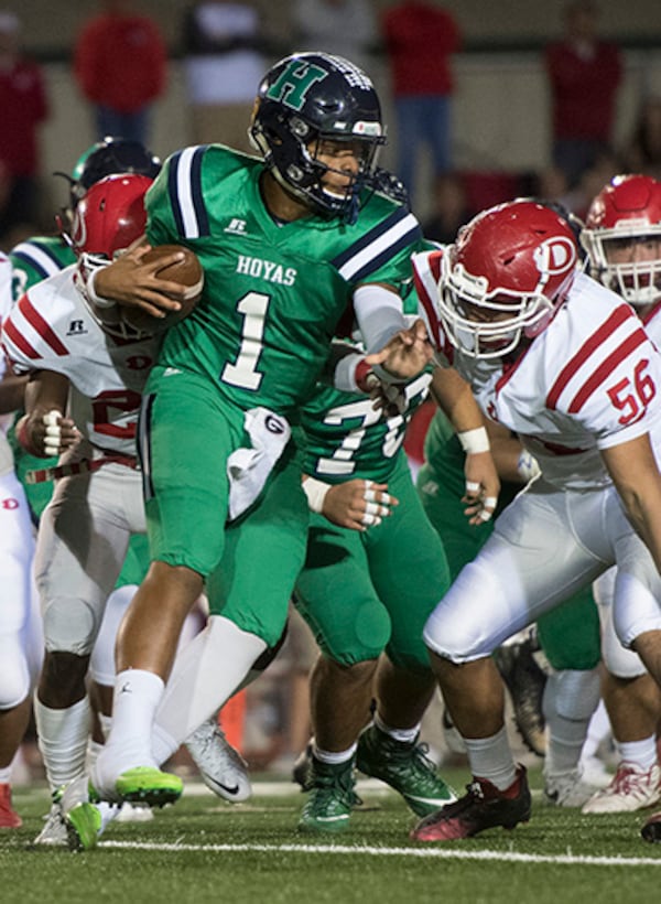  Harrison quarterback Justin Fields. (John Amis/For the AJC)