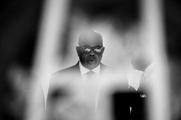 Willie Watkins oversees arrangements for the service of Christine King Farris, Martin Luther King Jr.’s last surviving sibling, who lay in state at the Georgia Capitol on July 14, 2023. (Arvin Temkar / arvin.temkar@ajc.com)