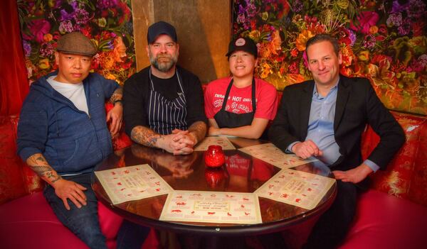 The Ruby Chow’s team includes T. Fable Jeon (beverage director; from left), Adam Waller (co-chef), Hong Vu (partner) and Mike Blum (partner). CONTRIBUTED BY CHRIS HUNT PHOTOGRAPHY