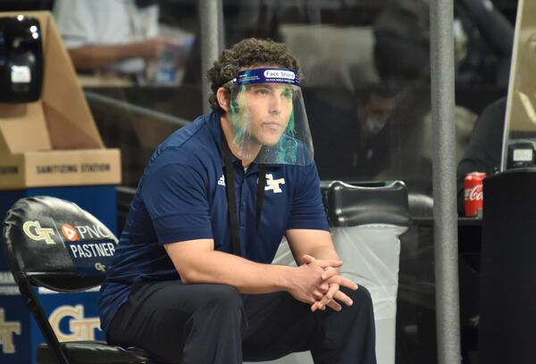 Georgia Tech coach Josh Pastner watches from the sideline in the second half of a game at McCamish Pavilion in Atlanta on Saturday, February 27, 2021. Georgia Tech won 84-77 over Syracuse. (Hyosub Shin / Hyosub.Shin@ajc.com)