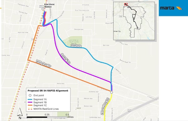 MARTA is studying alternative routes for its 22-mile Ga. 54 bus rapid transit line in Clayton County.