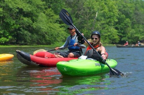 Aimee Copeland frequently goes kayaking, one of her favorite pastimes. She is pictured here using adaptive paddles on the Hiwassee River in Tennessee. CONTRIBUTED