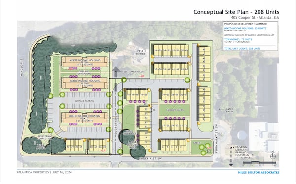 This site plan shows the current plan for the development that would replace the Cooper Street encampment. The plan calls for about 100 modular homes for formerly homeless individuals, plus another 36 market-rate units. The plan also includes 70-100 traditional townhouses.