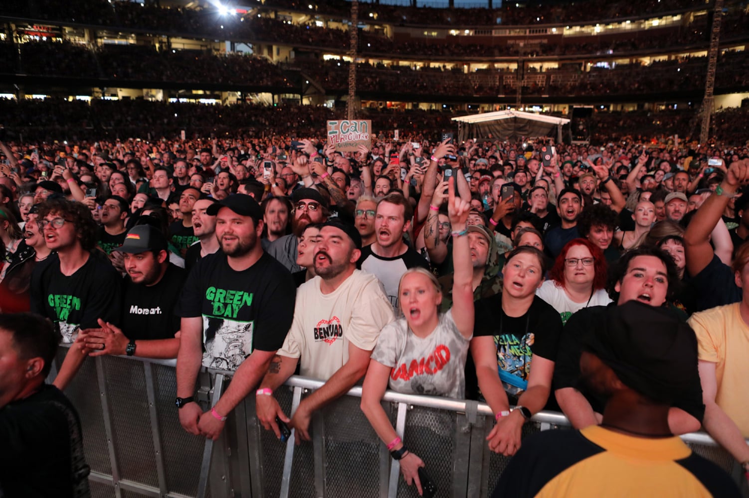 Green Day brought their Saviors Tour to Truist Park on Wednesday, August 28, 2024. Opening acts were Smashing Pumpkins, Rancid, The Linda Lindas and Paradox.. 
Robb Cohen for the Atlanta Journal-Constitution