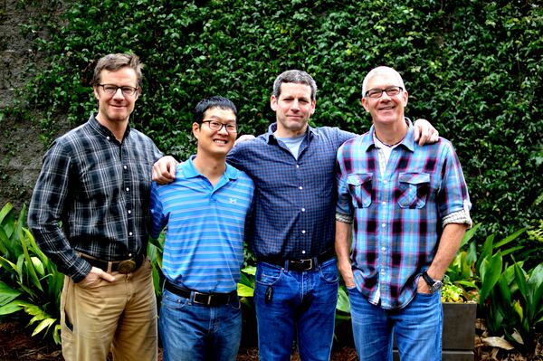 Phil Roness (from left), owner of 101 Concepts, Joey Ahn, executive chef/ partner of 101 Steak, Chris Segal, owner of 101 Concepts and Steve Buero, owner of 101 Concepts. Photo credit: Brandon Morgan