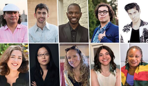 Ten people in five teams are competing in the 96-Hour Opera Project. Top, from left: Jorge Sosa, Omar Najmi, Dave Ragland, Edward Shilts and Nathan Felix. Bottom, from left: Alejandra Martinez, Catherine Yu, Selda Sahin, Laura Barati and Anita Gonzalez. Photo: Courtesy of Atlanta Opera