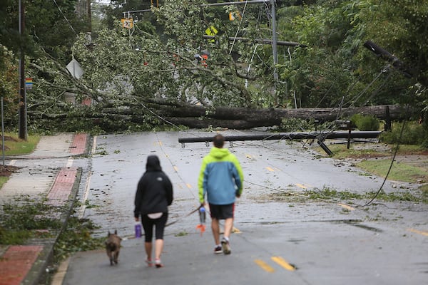 September,12 , 2017-Atlanta- Power lines down after a tree felt on Memorial Drive in Dekalb County, according to Georgia Power 400,000 customers still with out power on Tuesday, 17, Atlanta. (Miguel Martinez / MundoHispanico)