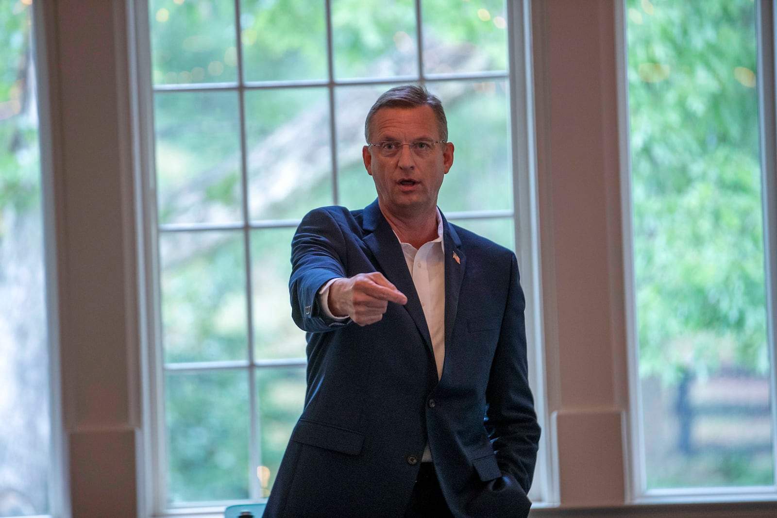 09/14/2020 - Atlanta, Georgia - U.S. Rep. Doug Collins, for Georgia's 9th congressional district, speaks to a group of Republicans gathered at the Chastain Horse Park clubhouse in AtlantaÕs Chastain Park community, Monday, September 14, 2020.  (Alyssa Pointer / Alyssa.Pointer@ajc.com)