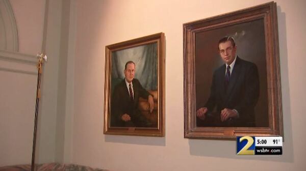 The man is accused of damaging the portraits of former governors Marvin Griffin and Ernest Vandiver.