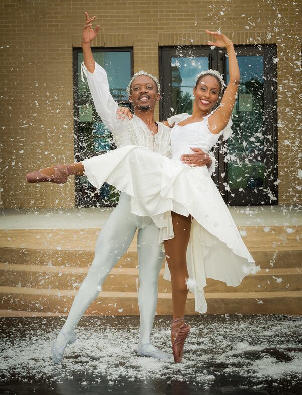 Artists Calvn Gentry and Karla Tyson dance as Snow King and Queen in Ballethnic Dance Company's "Urban Nutcracker Experience"
Courtesy of Lanz Capd, courtesy of Ballethnic Dance Company