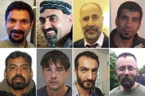 Pictured are the victims of the alleged Toronto serial killer. Top row, from left, are Skandaraj “Skanda” Navaratnam, 40; Abdulbasir “Basir” Faizi, 42; Majeed “Hamid” Kayhan, 58; and Soroush Mahmudi, 50. Bottom row, from left, are Kirushnakumar "Kumar" Kanagaratnam, 37; Dean Lisowick, 47; Selim Esen, 44; and Andrew Kinsman, 49. Bruce McArthur, a 66-year-old landscaper, is charged with eight counts of first-degree murder in connection with their deaths and dismemberment.