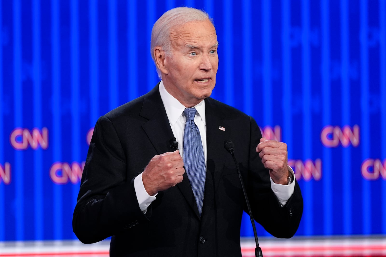 FILE - President Joe Biden speaks during a presidential debate with Republican presidential candidate former President Donald Trump, June 27, 2024, in Atlanta. (AP Photo/Gerald Herbert)