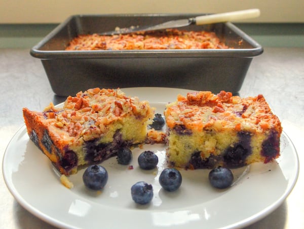 You’ve had blueberry muffins and blueberry coffee cakes; this delightful Blueberry Snack Cake with Toasted Pecans is sort of the best of both worlds. The recipe is from Food52’s “Genius Desserts” by Kristen Miglore. STYLING BY WENDELL BROCK / CONTRIBUTED BY CHRIS HUNT PHOTOGRAPHY