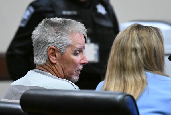 Colin Gray, father of Colt Gray, sits during his first appearance before Barrow County Superior Court Judge Currie Mingledorff at Barrow County Courthouse Superior Court, Friday, September 6, 2024, in Winder. The 14-year-old Colt Gray accused of fatally shooting two teachers and two students this week at Apalachee High School and his father made their first appearances in court Friday. (Hyosub Shin / AJC)