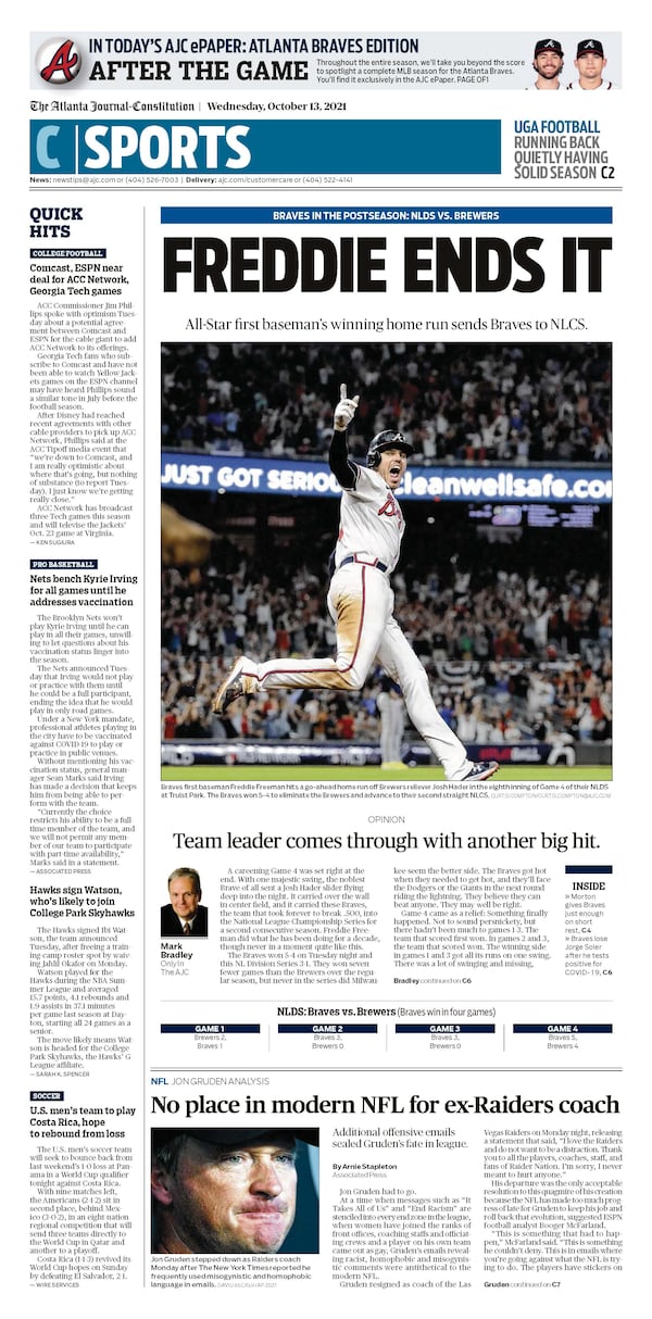 ‘Amazing!’ – Atlanta Braves game section in Wednesday ePaper