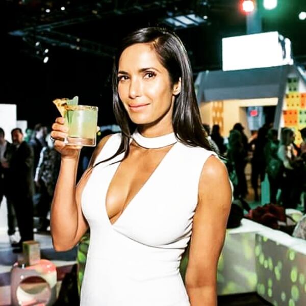  Top Chef host Padma Lakshmi sipping on Shaun Gordon's High Plains margarita in Mexico. Photo courtesy of Patrón Tequila