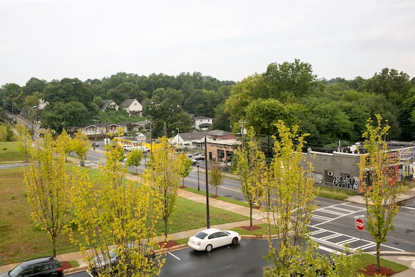 The surrounding neighborhood is seen from the roof of Pittsburgh Yards, a professional and maker space near Adair Park, Capitol Gateway, Mechanicsville, Peoplestown, Pittsburgh and Summerhill neighborhoods in southwest Atlanta. (Rebecca Wright for the Atlanta Journal-Constitution)