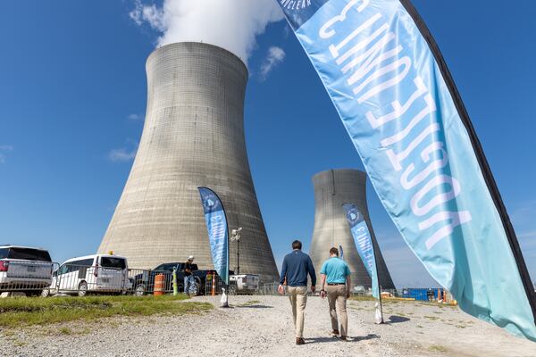 A view of cooling towers for units 3 and 4 at Plant Vogtle, in Burke County near Waynesboro, on Monday, July 31, 2023. (Arvin Temkar / arvin.temkar@ajc.com)