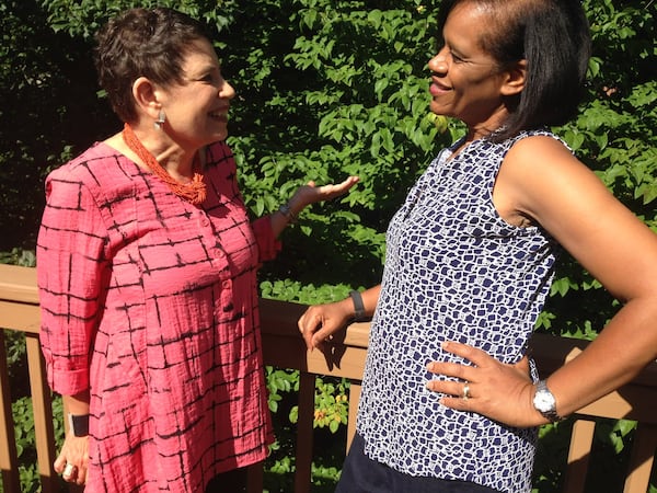 Rhoda Margolis (left) and Gail Collier-Glover talk recently about how the Transition Network has helped them move from work to retirement. Margolis founded the Atlanta chapter in 2010. GRACIE BONDS STAPLES / GSTAPLES@AJC.COM