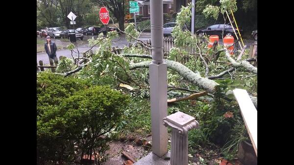 A tree crashed down on a home in Commerce, Georgia