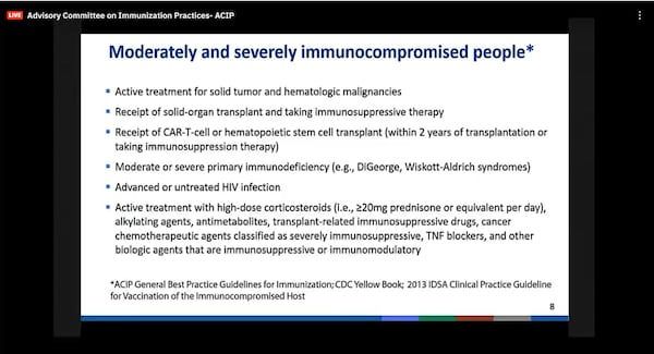 The CDC's Advisory Committee on Immunization Practices has endorsed third shots of the Pfizer and Moderna vaccines for those who have compromised immune systems.