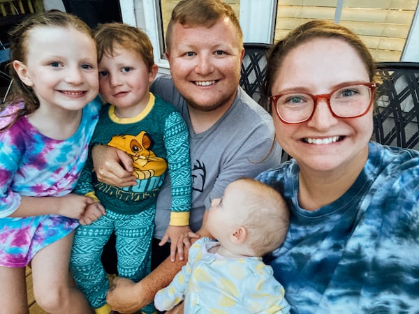 The King family (father Travis, mother Rebecca, 6-year-old Amie, 4-year-old Ezra and infant Ellen) says Ezra's happy and brave personality helps them through his fight with cancer.