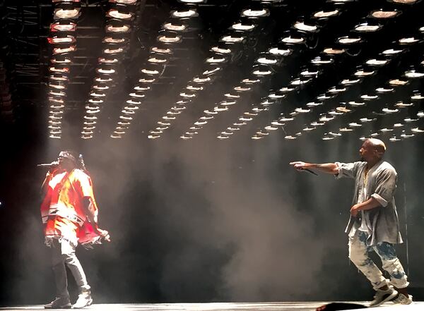 June 20, 2015 -- ATLANTA -- 2 Chainz joins Kanye as his surprise guest at Birthday Bash 20 . (Akili-Casundria Ramsess/Special to the AJC)