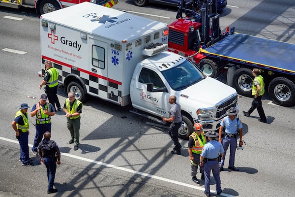 A Grady ambulance was on the scene of a fatal pedestrian crash on the Downtown Connector.