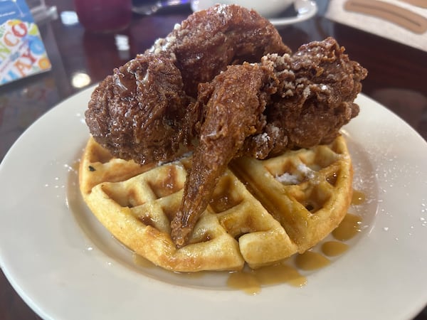 Chicken and waffles from Blu Rose Art Bistro. Olivia Wakim/AJC