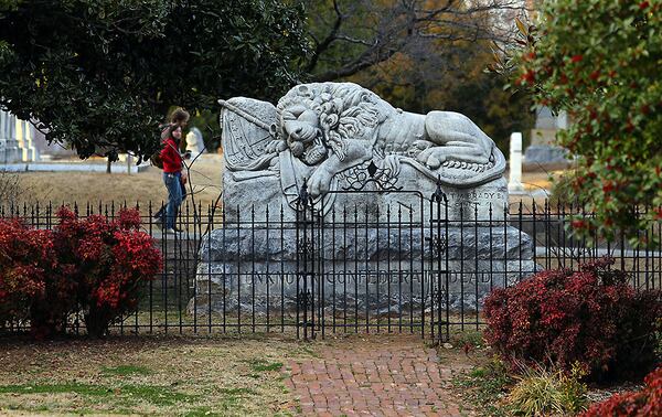 The monument is based on Switzerland's Lion of Lucerne. (CURTIS COMPTON / ccompton@ajc.com)