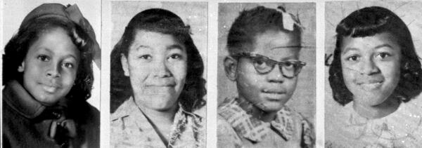 Killed when a bomb exploded at the 16th Street Baptist Church in Birmingham 50 years ago today were (from left) Denise McNair, 11; Carole Robertson, 14; Addie Mae Collins, 14; and Cynthia Dianne Wesley, 14.