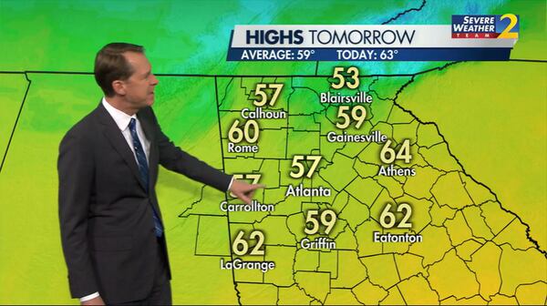 The highs for Saturday, Feb. 19, 2022 in metro Atlanta.