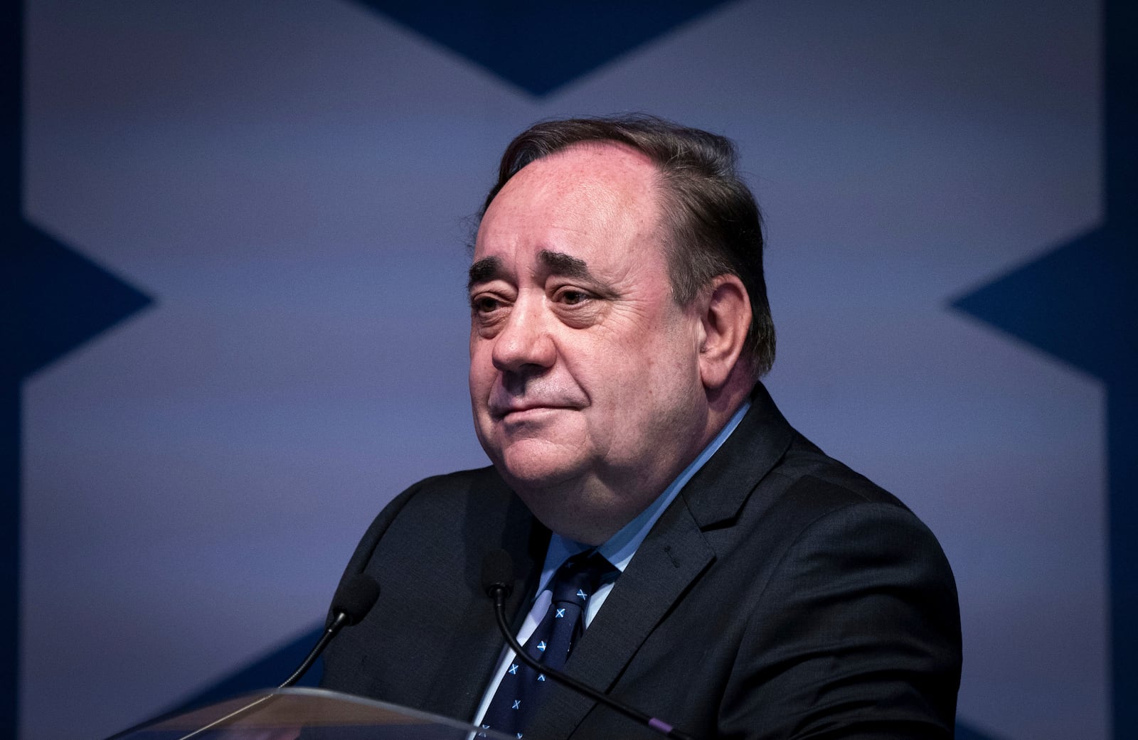 FILE - Alex Salmond, former Scotland first minister, attends an Alba party meeting in Dundee, Scotland, on April 19, 2022. (Jane Barlow/PA via AP, File)