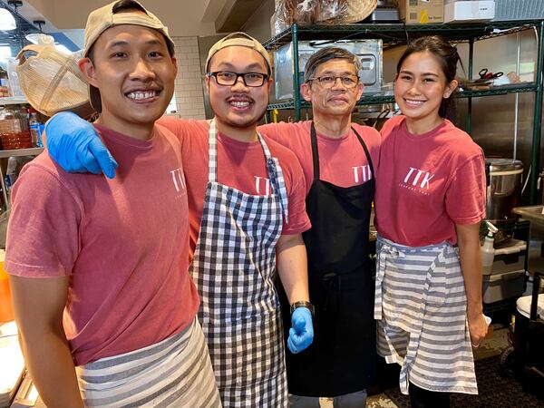 TydeTate Kitchen is a family affair. Shown here are Matt Bhamaraniyama, Pak Raparpesh, Joe Bhamara (Matt’s father) and Sai Untachantr. Matt, Pak, and Sai own the restaurant with Sai’s brother, Bank Bhamaraniyama. Wendell Brock for the Atlanta Journal-Constitution