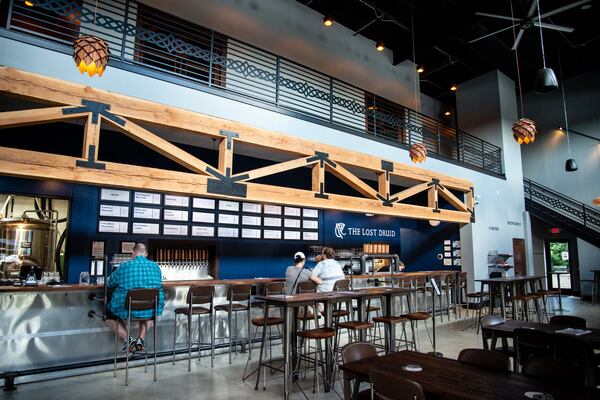 The taproom at Lost Druid Brewery is part of a facility designed and constructed from the ground up. Mia Yakel for The Atlanta Journal-Constitution