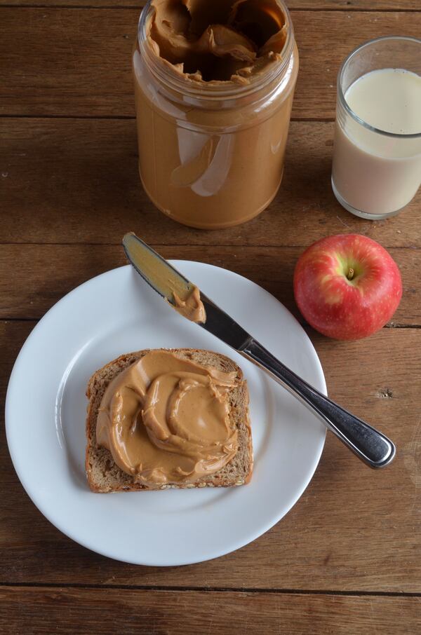 An Open Faced Peanut Butter Sandwich is a simple pleasure, and most households have a jar of peanut butter on hand. Virginia Willis for The AJC