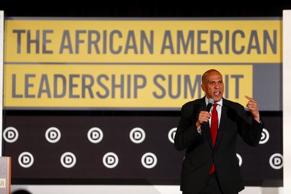 Sen. Cory Booker speaks in Atlanta. AJC/Bob Andres