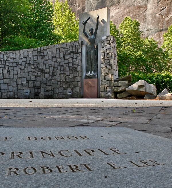 The Stone Mountain Memorial Lawn is surrounded by 13 terraces commemorating the states of the Confederacy.  (JOHN SPINK / jspink@ajc.com)