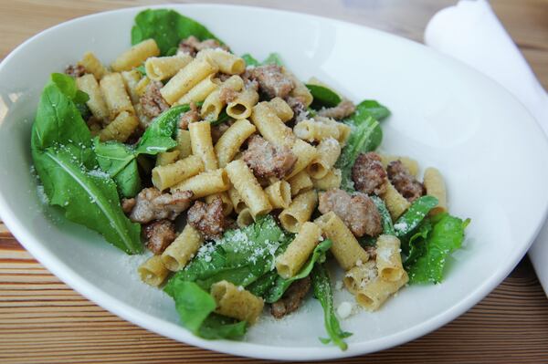 Lumachelle, short handmade pasta, Italian sausage, McMullan Farms arugula. (BECKY STEIN PHOTOGRAPHY)