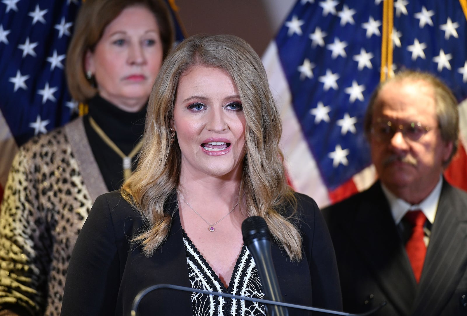 A Nov. 19, 2020, photo shows attorney Jenna Ellis speaking during a press conference at the Republican National Committee headquarters in Washington, D.C. (Mandel Ngan/AFP/Getty Images/TNS)