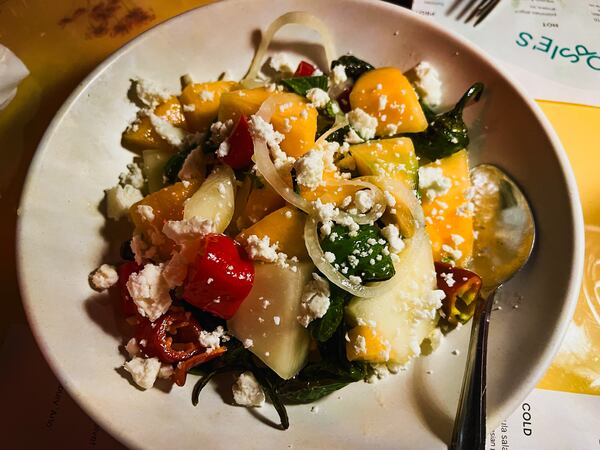 Melon salad is one of the offerings at Whoopsie's in Reynoldstown. Henri Hollis/henri.hollis@ajc.com