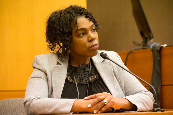 03/09/2018 -- Atlanta, GA - Johnna Griffin, Deputy Chief Investigator of the Major Cases unit of the Fulton County District Attorney's Office, testifies on the witness stand during the fifteenth day of the Tex McIver trial before Fulton County Chief Judge Robert McBurney on Monday, March 9, 2018. ALYSSA POINTER/ALYSSA.POINTER@AJC.COM