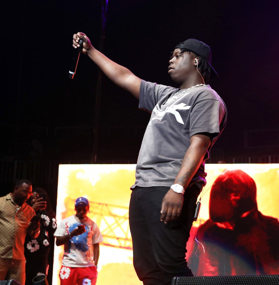 Baby Drill performs on stage at the annual Hot 107.9 Birthday Bash ATL. The sold-out concert took place Saturday, June 17, 2023, at State Farm Arena. Credit: Robb Cohen for the Atlanta Journal-Constitution