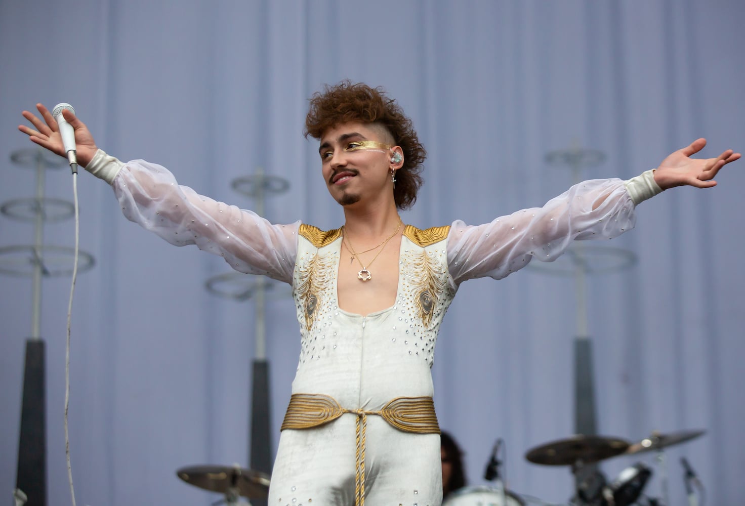 Greta Van Fleet at the Peachtree stage draws a huge crowd on the first day of the Shaky Knees Music Festival at Atlanta's Central Park on Friday, May 5, 2023. (RYAN FLEISHER FOR THE ATLANTA JOURNAL-CONSTITUTION)