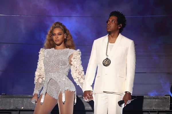 The Carters arrive on stage in Atlanta on Aug. 25, 2018. Courtesy of Raven Varona/Parkwood PictureGroup